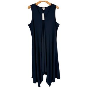 Chico's Travelers Hanky Handkerchief Hem Dress in Ink Blue Size 3, 16-18